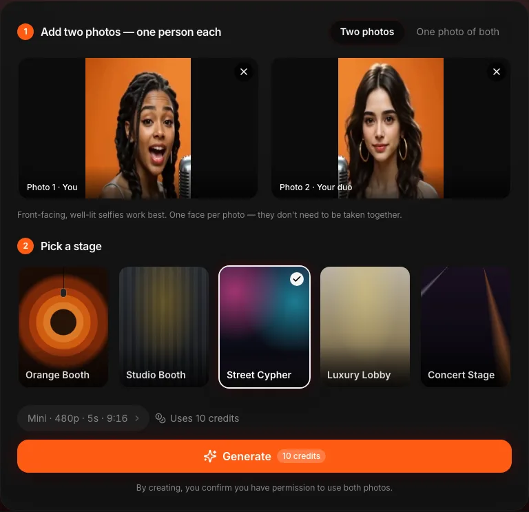 Stage picker with the Street Cypher stage selected